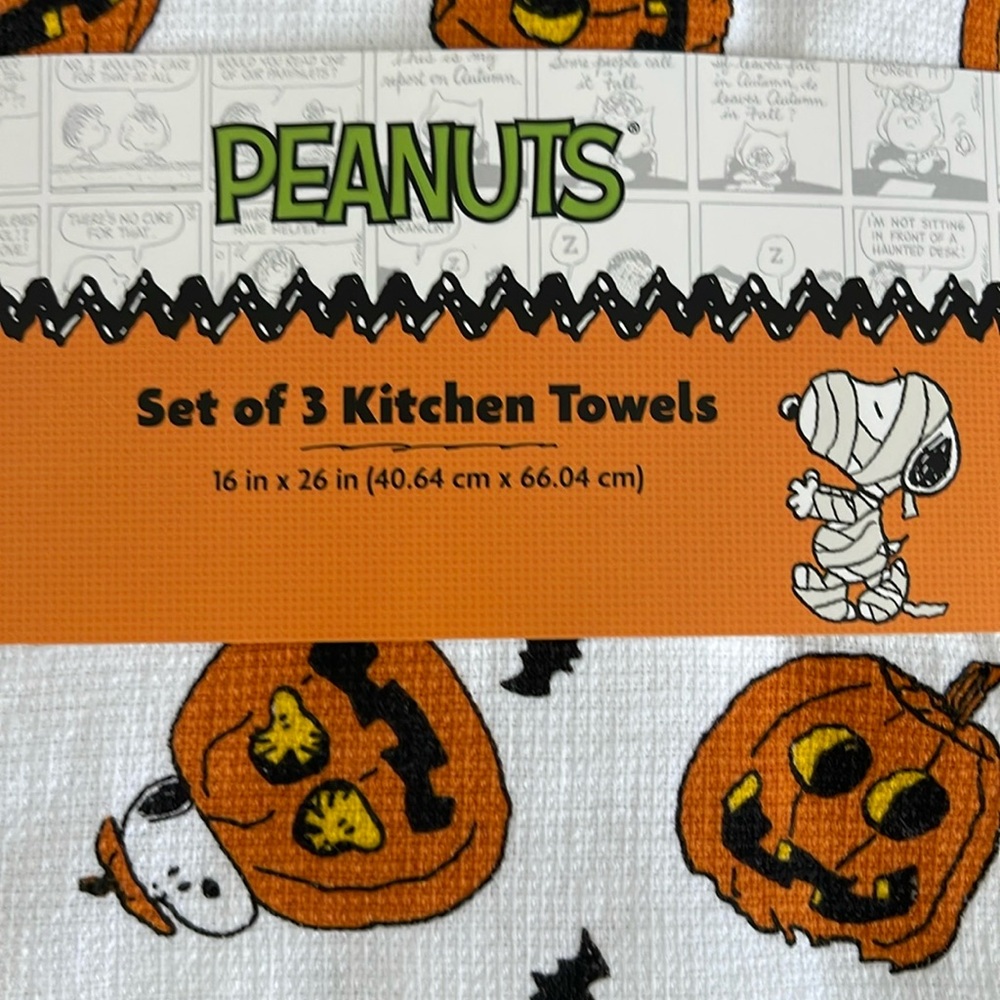 🆕PEANUTS SNOOPY HALLOWEEN 🎃 SET OF 3 KITCHEN TOWELS - Picture 5 of 7